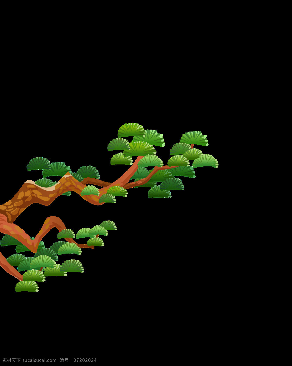 手绘 卡通 质感 松柏 装饰 绿色 环保 植物 松树