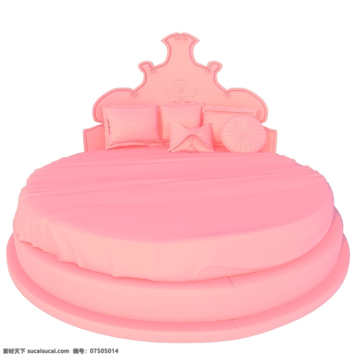 圆形家居床 时尚风 家具 床 粉色 立体