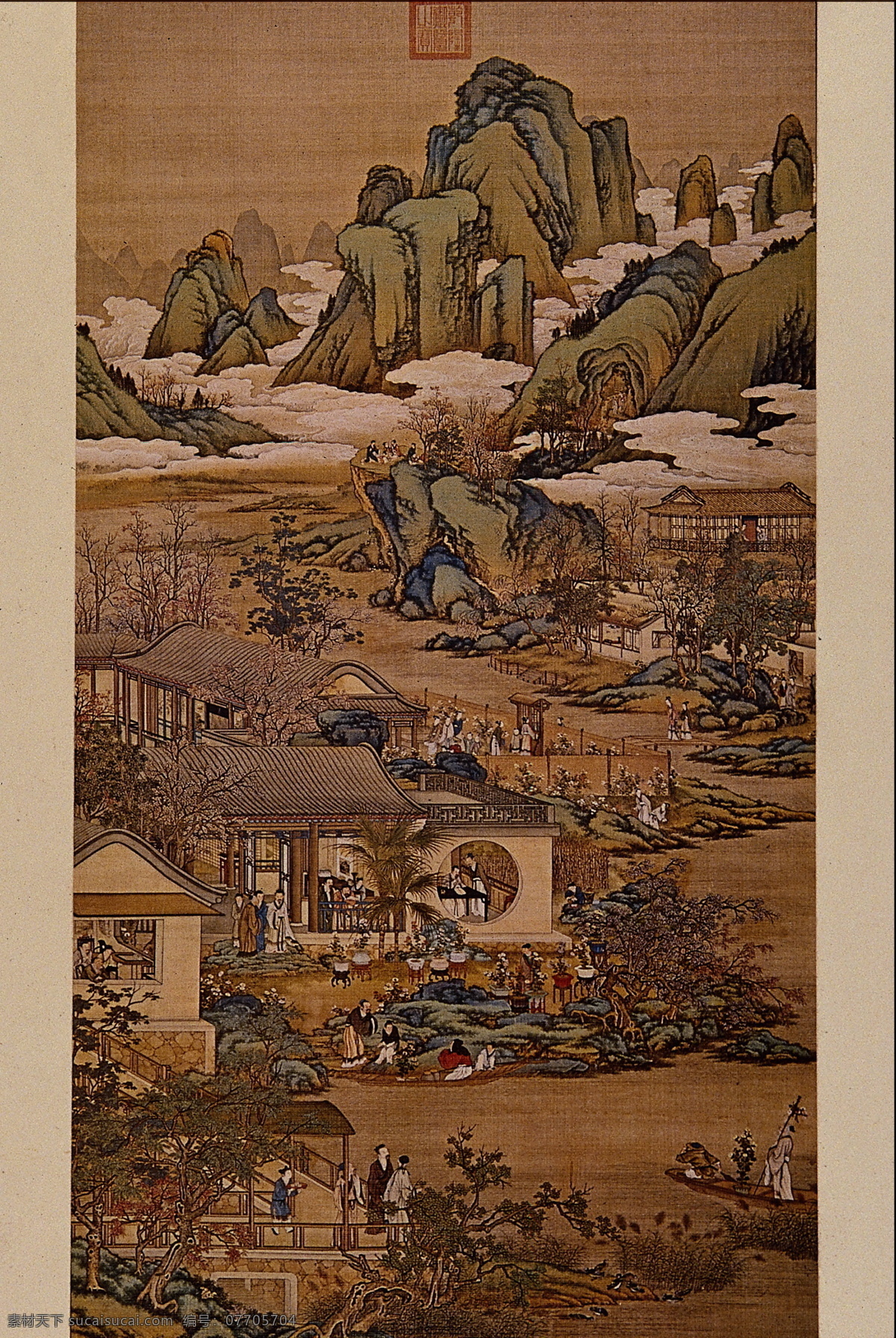 人物名画 中国 古 藏 中国古藏 设计素材 古典藏画 书画美术 棕色