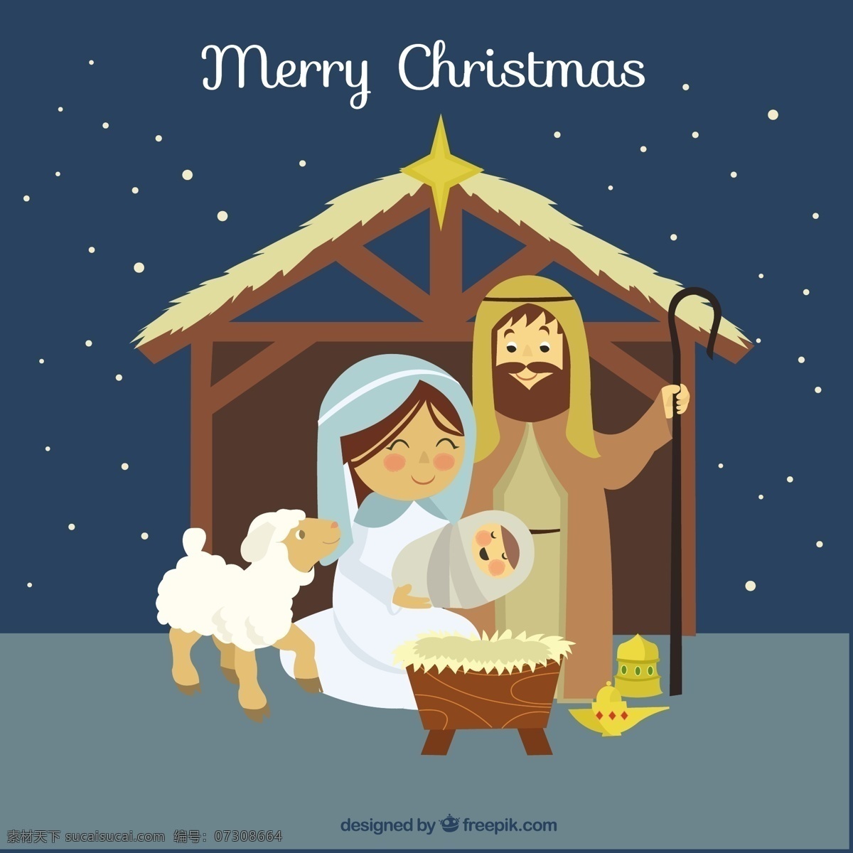 基督 诞生 场景 可爱 插图 圣诞节 圣诞快乐 冬天快乐 耶 庆祝的节日 节日快乐 上帝 基督徒 季节 节日 快乐 十二月 青色 天蓝色