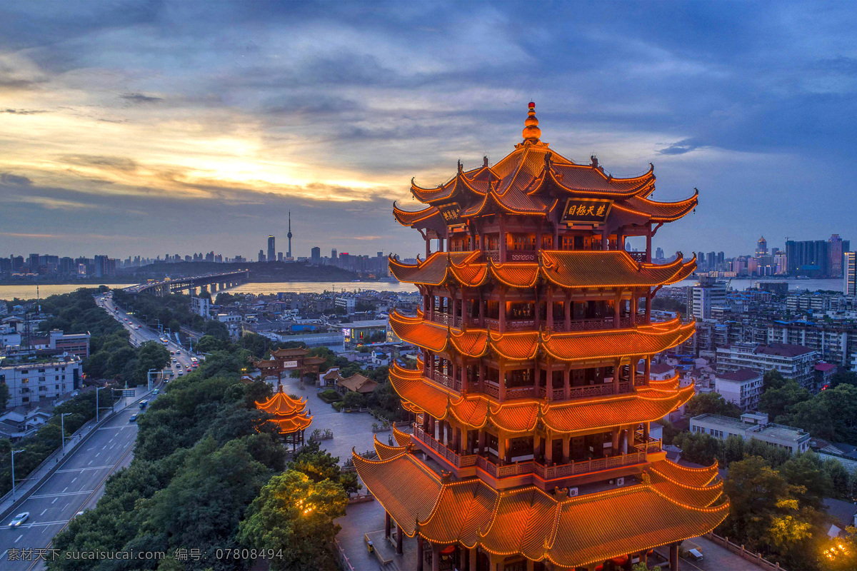 黄鹤楼 城市 地标 建筑 背景 素材图片 旅游 旅行 海报