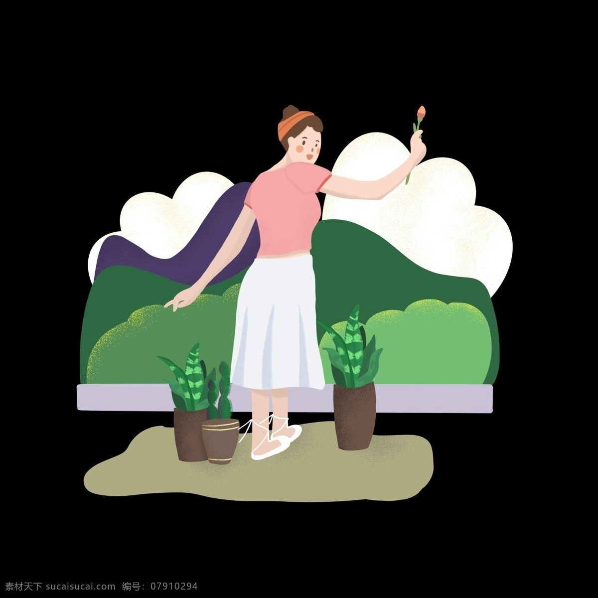 夏天 花 女孩 夏日 花朵