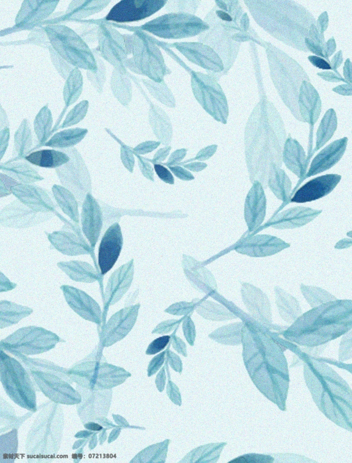 原创 手绘 蓝色 唯美 树叶 羽毛 缤纷 背景 插画 支持 环保 艺术 七夕 浪漫 广告背景