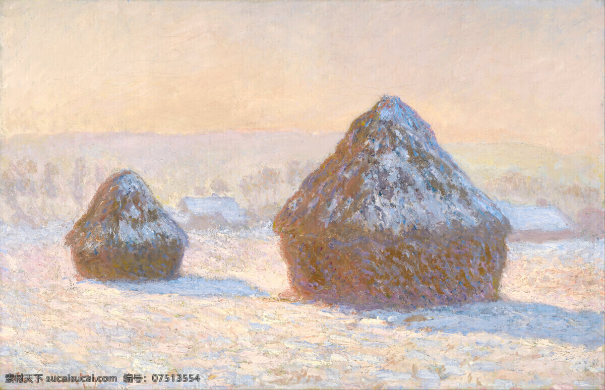 白色 橙色 冬天 高清油画 绘画书法 蓝调 蓝色 蒙古包 莫奈 雪景 油画 设计素材 模板下载 雪景油画 印象派 莫内 仿真油画 抽象派 下雪 日出 日落 草堆 文化艺术 psd源文件