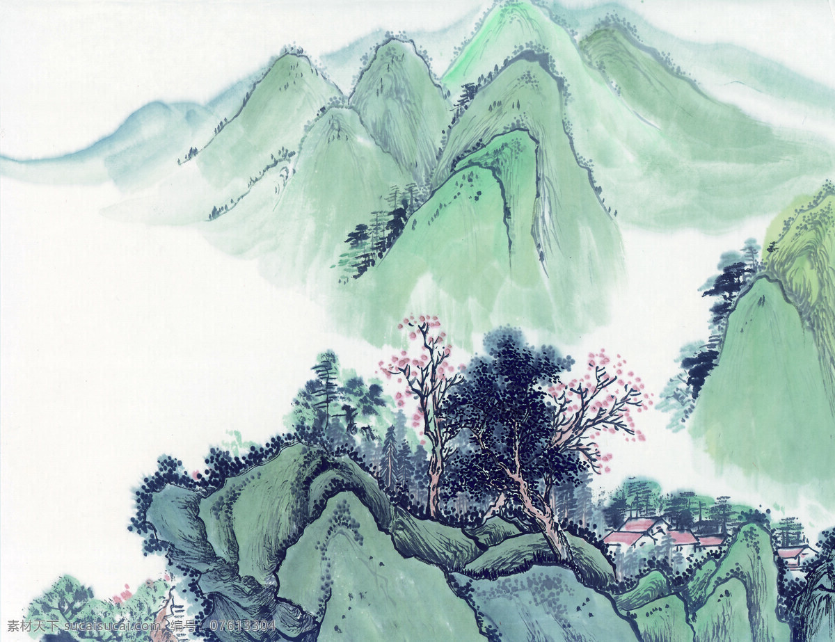 古代山水画 文化艺术 美术绘画 设计图库