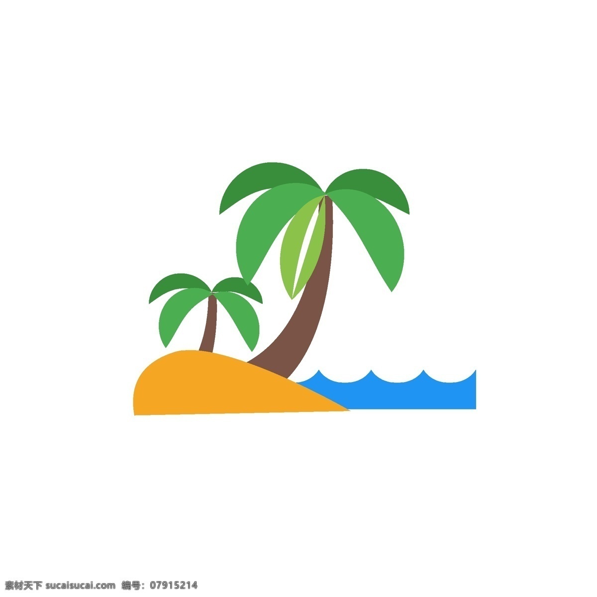椰树海滩图标 椰树 海滩 沙滩