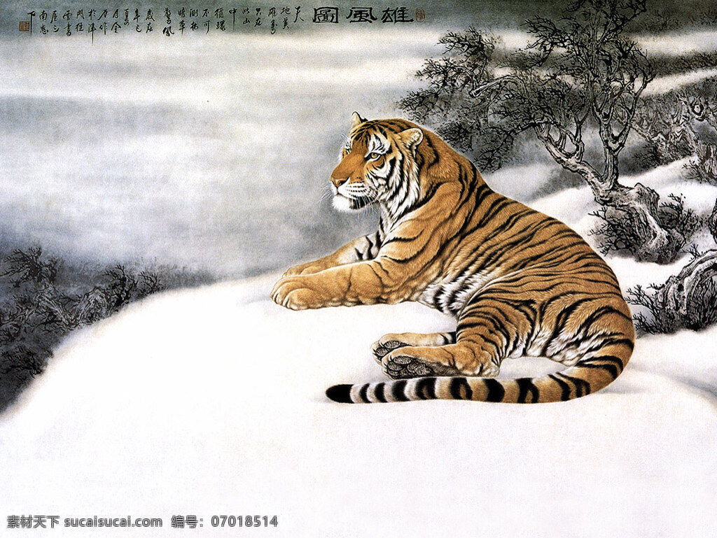 老虎 国画 文化艺术 绘画书法 设计图库