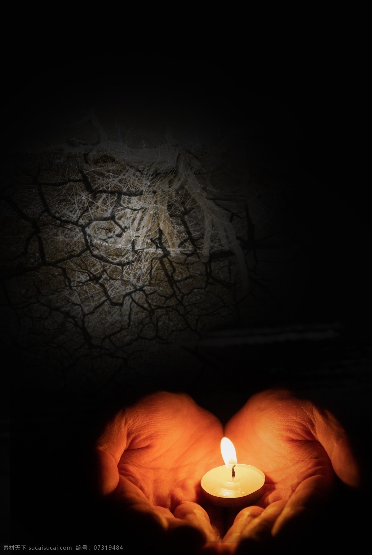 自然灾害 干旱 蜡烛 祈福 黑色 背景 海报 简约 黑色背景 蜡烛祈福 祈祷 希望 平安 思念