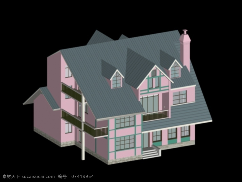 美式 建筑 别墅 模型 3d模型素材 建筑模型