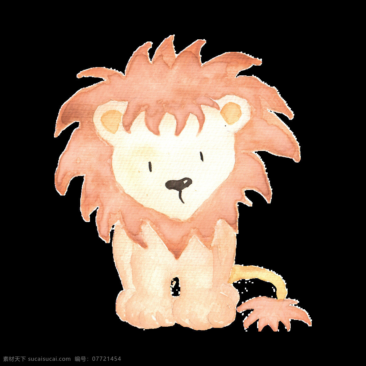 橙色 手绘 狮子 卡通 动物 透明 透明素材 免扣素材 装饰图案