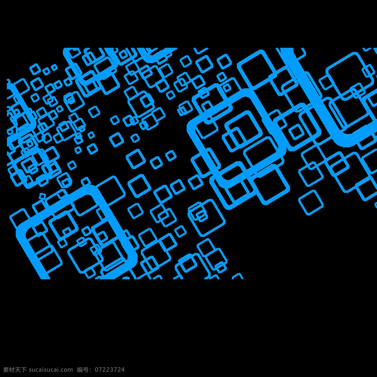 手绘 蓝色 几何 元素 png元素 方框 简约 蓝色线条 免抠元素 透明元素 小清新