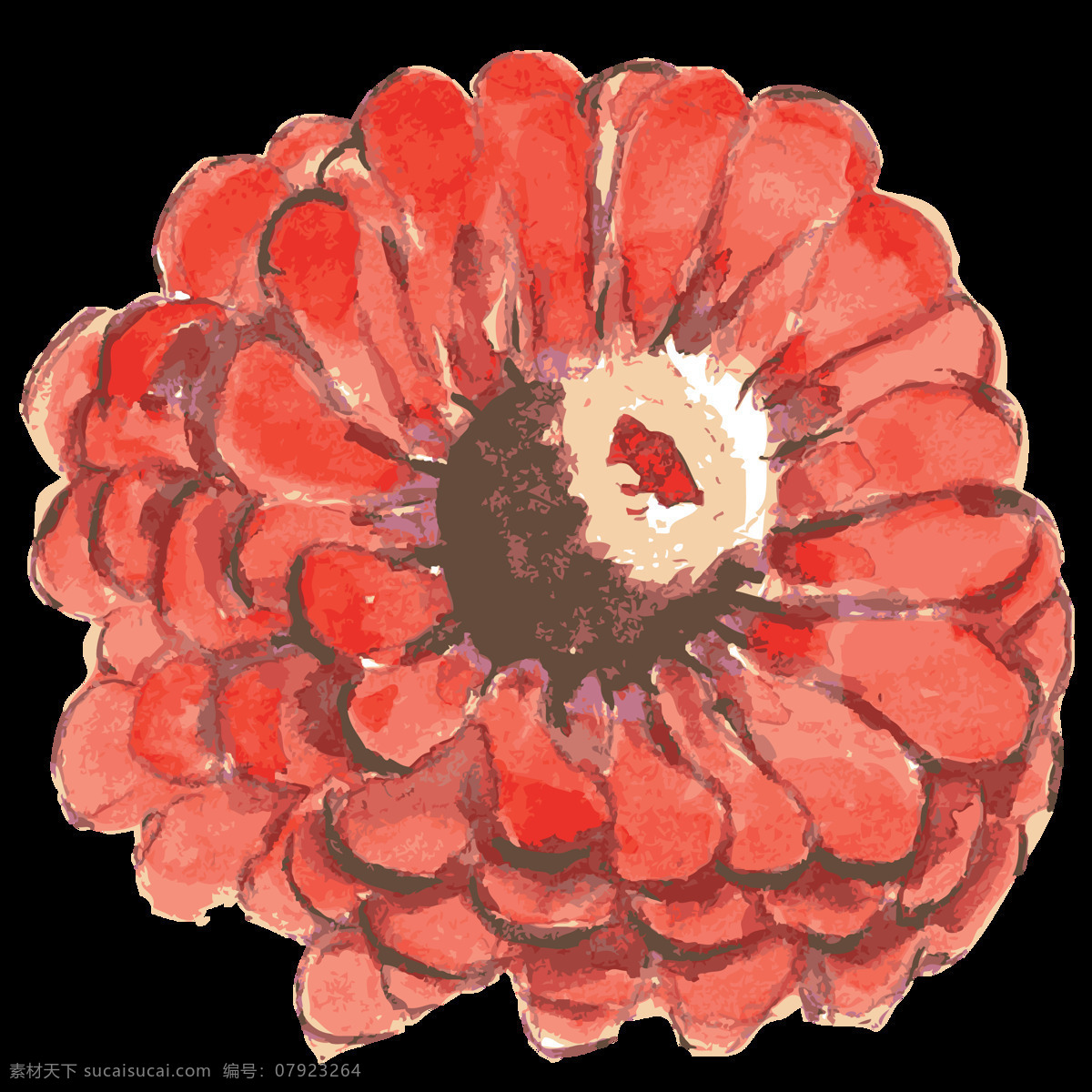 大红 盛开 花朵 卡通 透明 水彩 免扣 手绘 透明素材 装饰 设计素材 淘宝素材 海报设计装饰 装饰图案