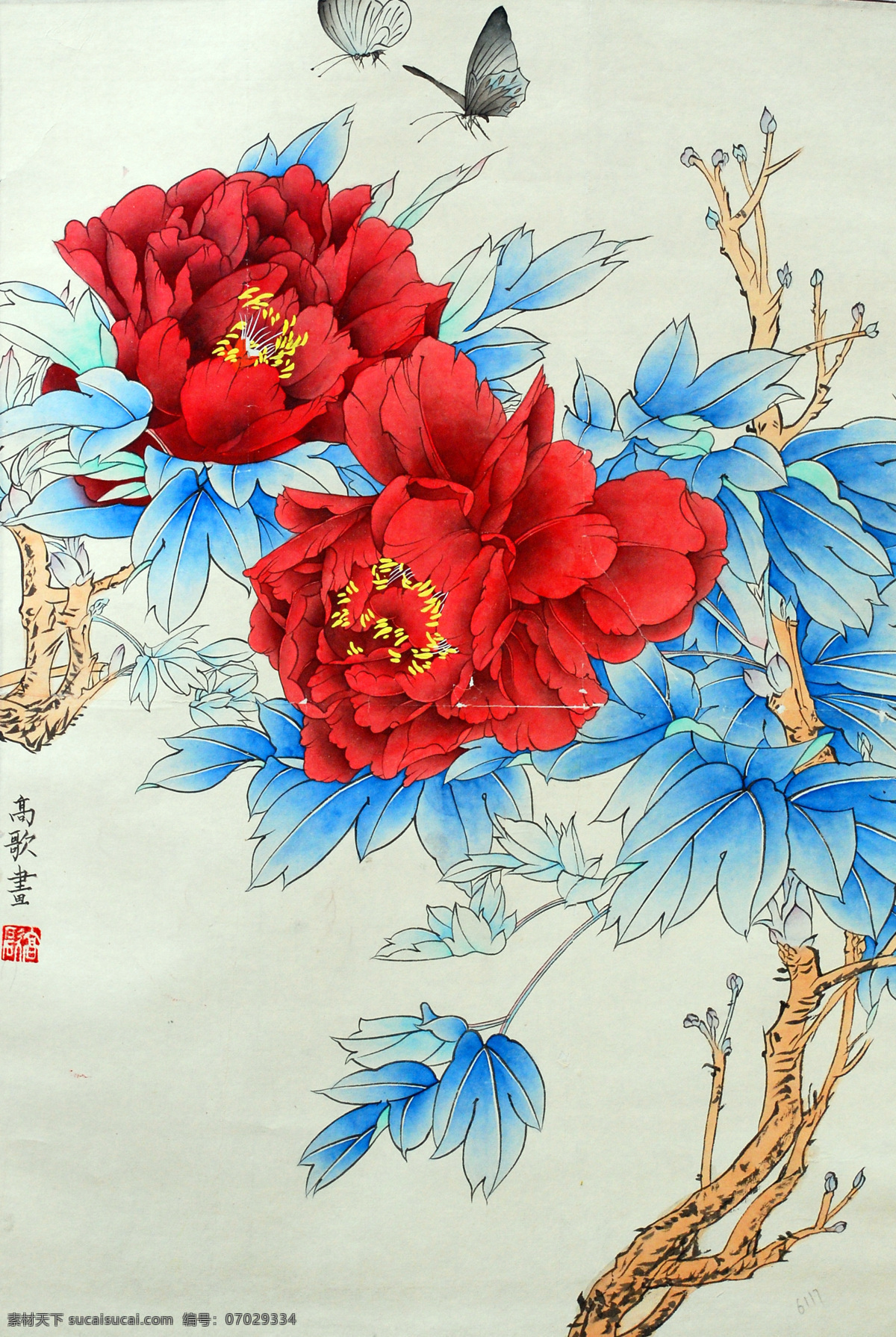 国画 牡丹 花 牡丹花 花草画 画 线描 工笔 水墨 文化艺术 绘画书法