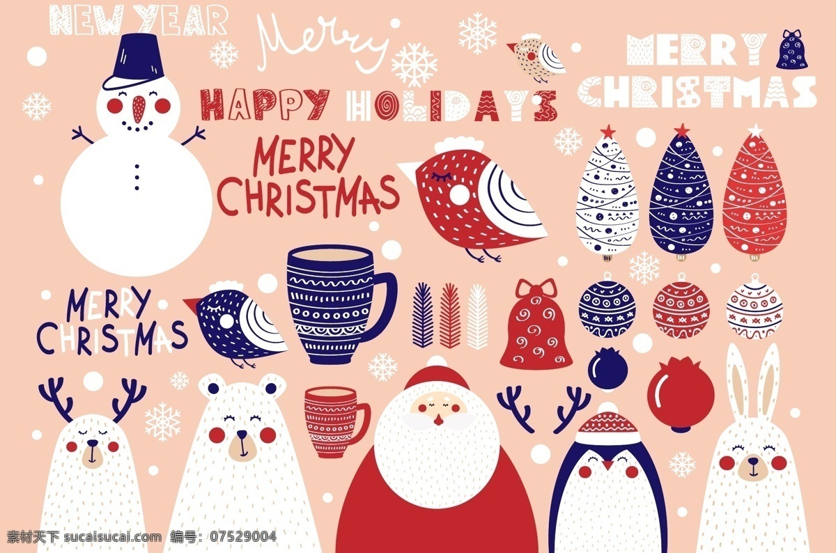 圣诞节卡通简笔画元素素材图片下载-素材编号07529004-素材天下图库