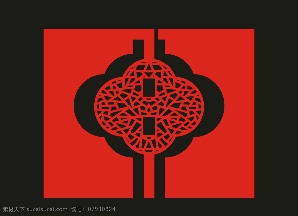 中国结 红色 喜庆 分开 立体 室外广告设计