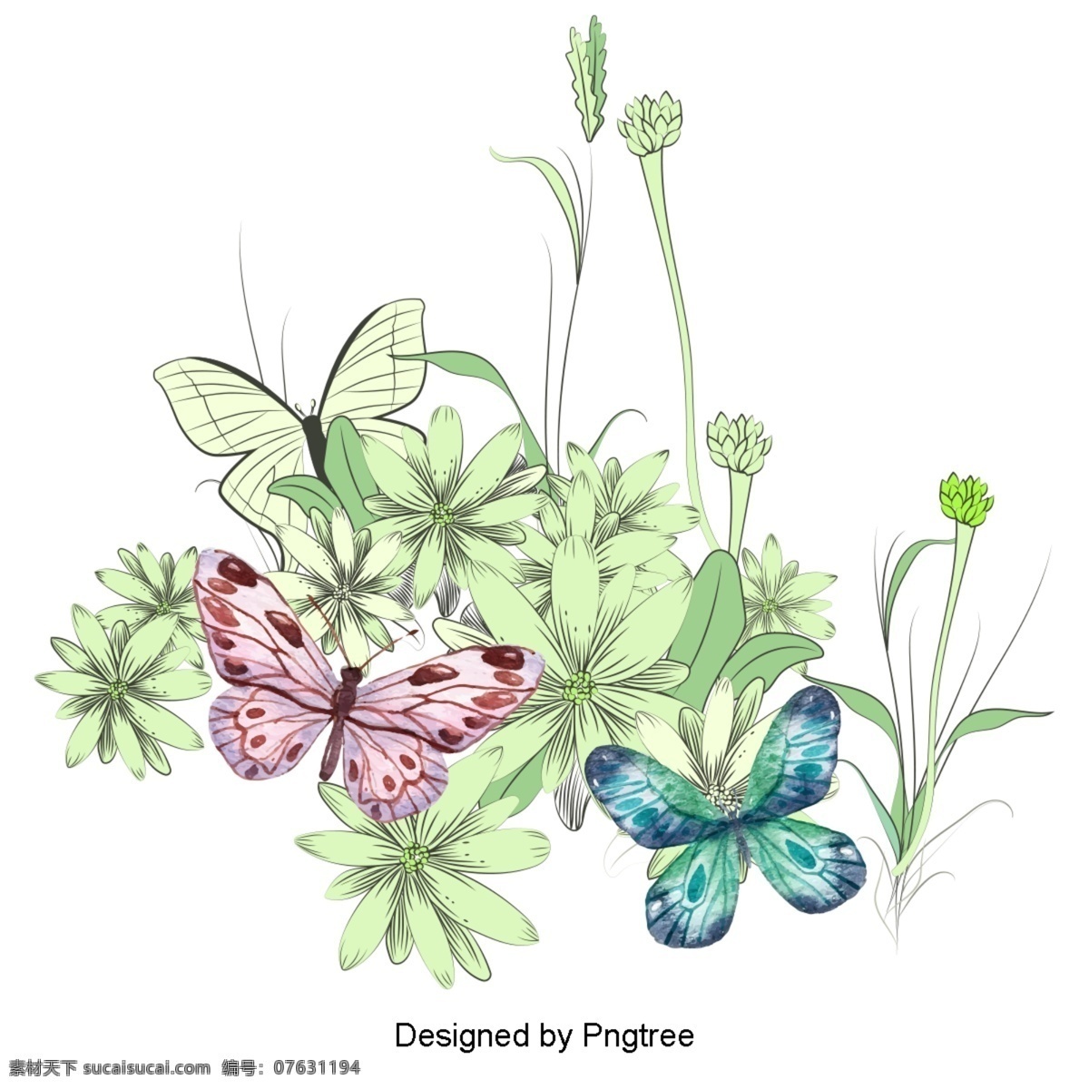 美丽 卡通 蝴蝶 虫 手绘 昆虫 美学 浪漫 图案 花 植物 自然 格拉迪