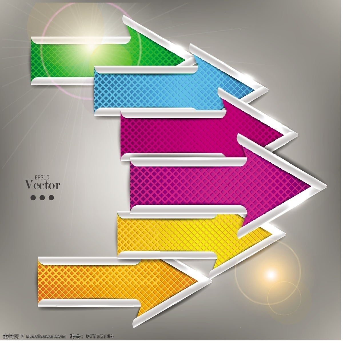 矢量 彩色 箭头 光晕 背景 红 蓝 立体 网页标签 黄 矢量图