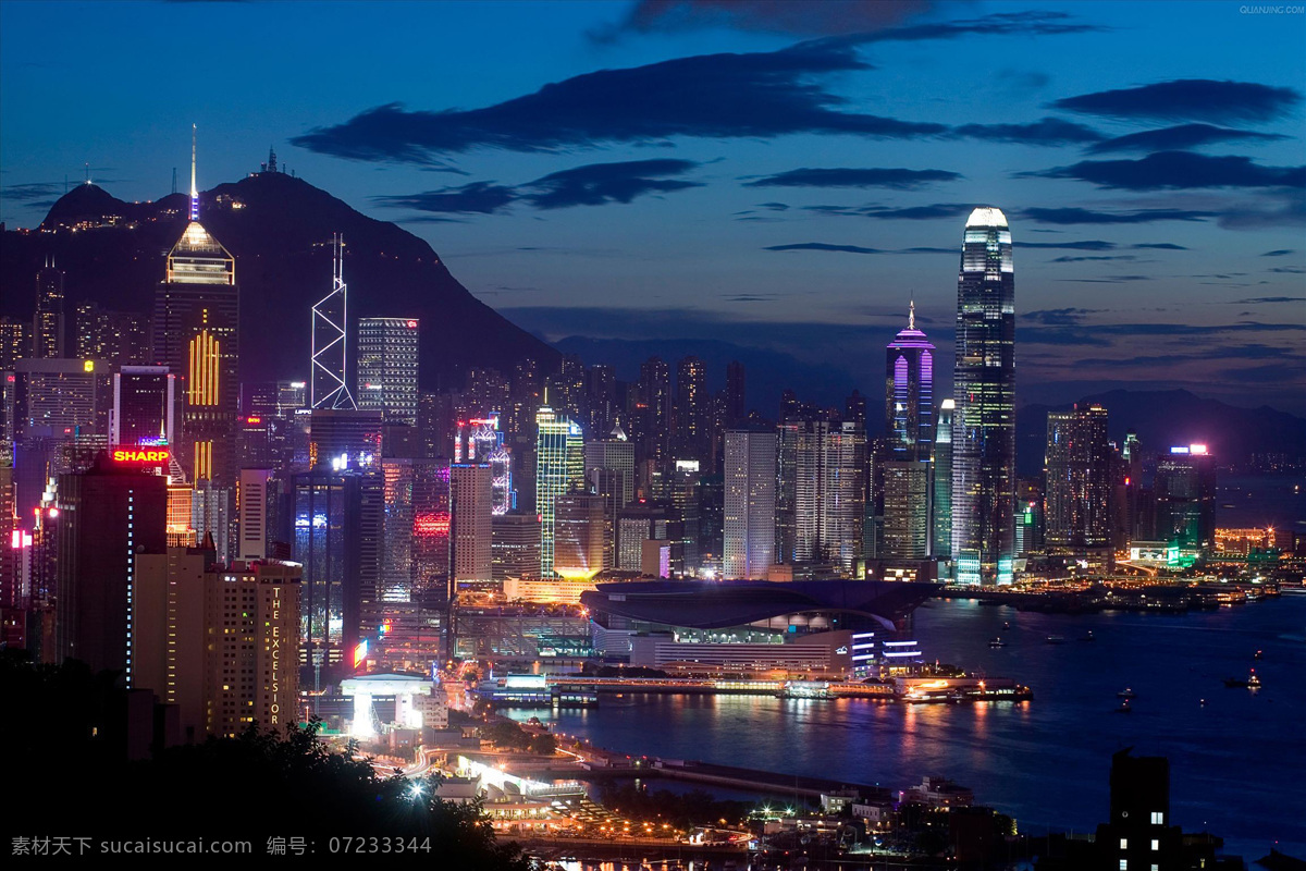 香港中环夜景 城市 高楼 大厦 旅游 人文 自然景观 建筑景观