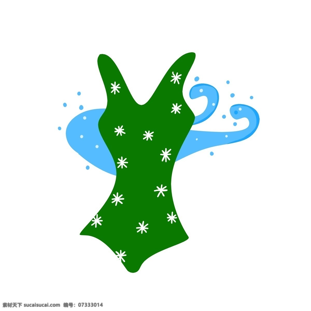 绿色连体泳衣 连体 小花 海水