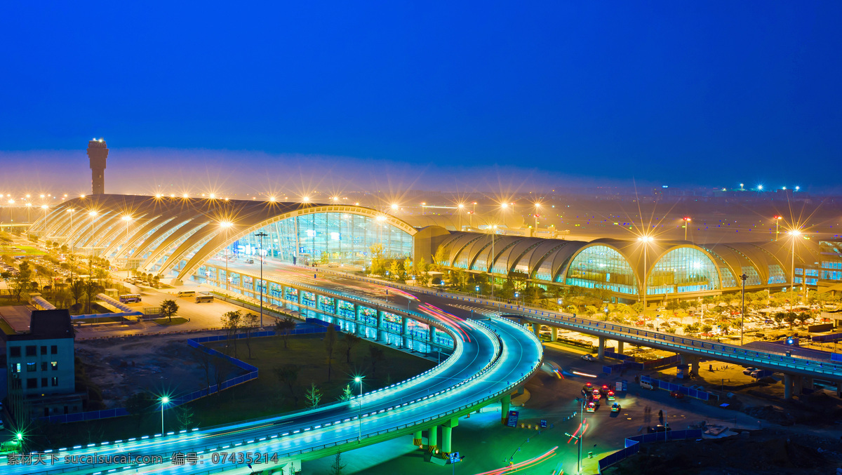 成都双流国际机场 机场 夜景 双流国际机场 成都 双流机场 灯 公路 建筑摄影 建筑园林