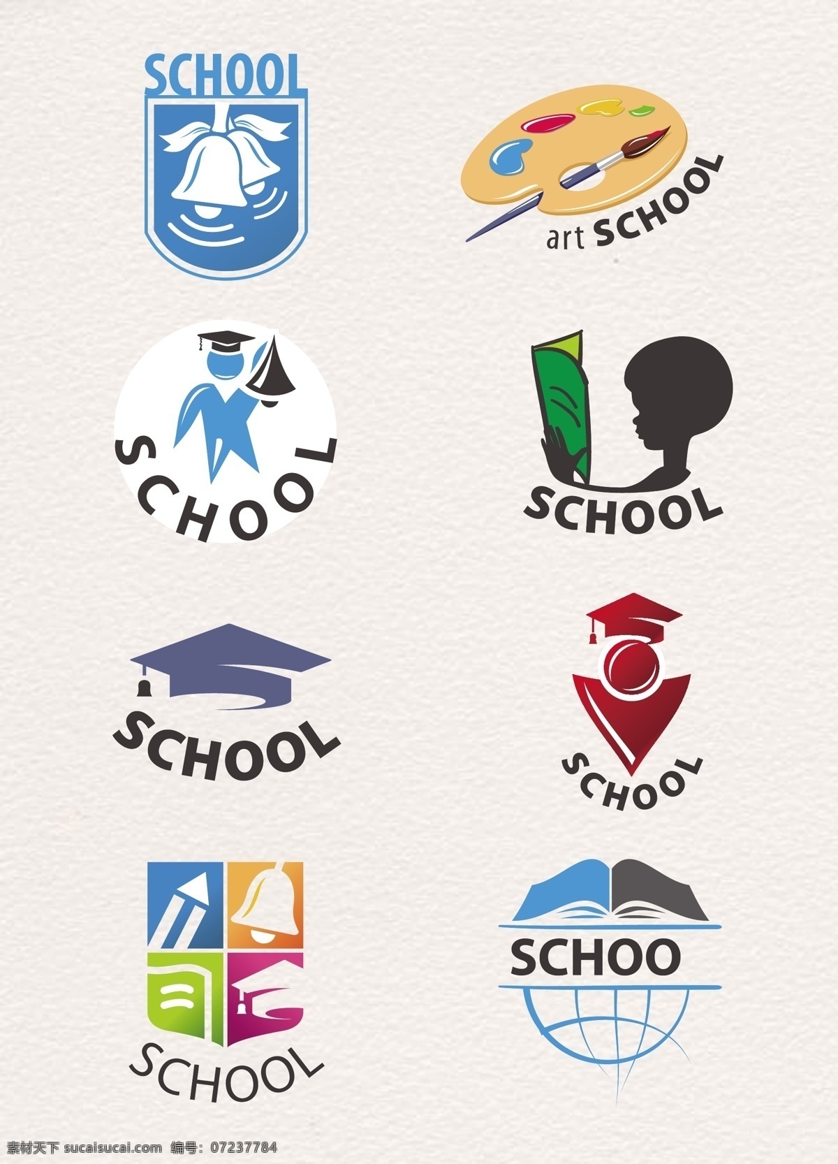 彩色 卡通 学校 标签 校园 标志 矢量 logo