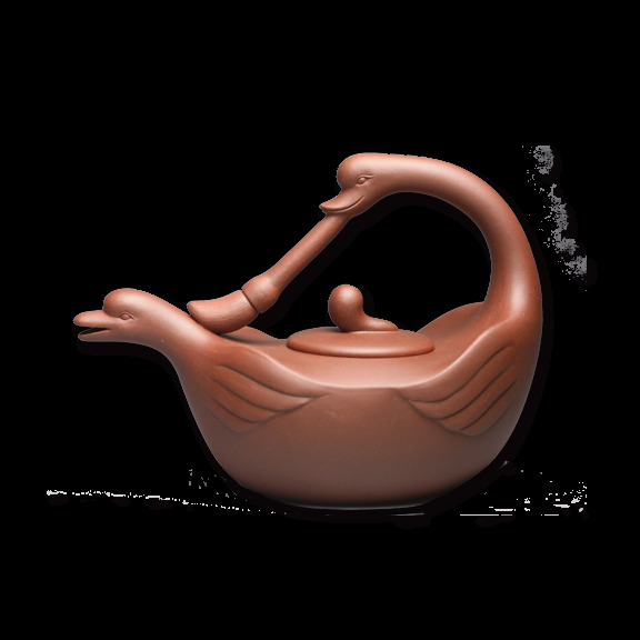 雅致 褐色 天鹅 造型 茶壶 产品 实物 茶具 茶文化 产品实物 褐色茶壶