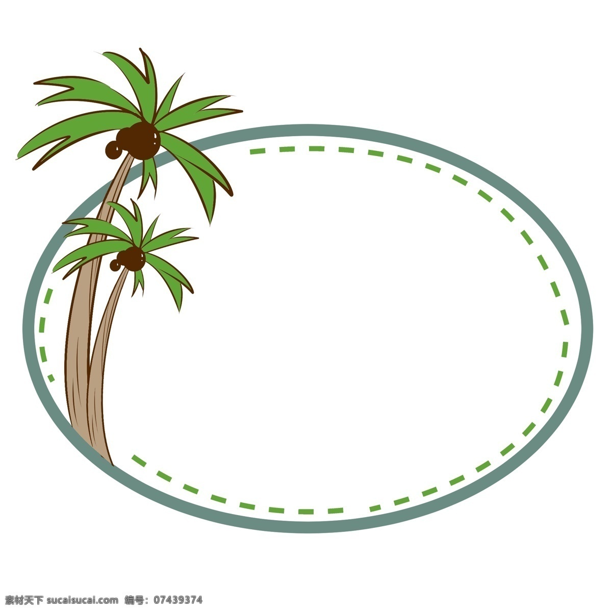 漂亮 椰子 报 框 插画 手绘椰子报框 卡通椰子报框 椰子报框装饰 椰子报框插画 绿色树叶