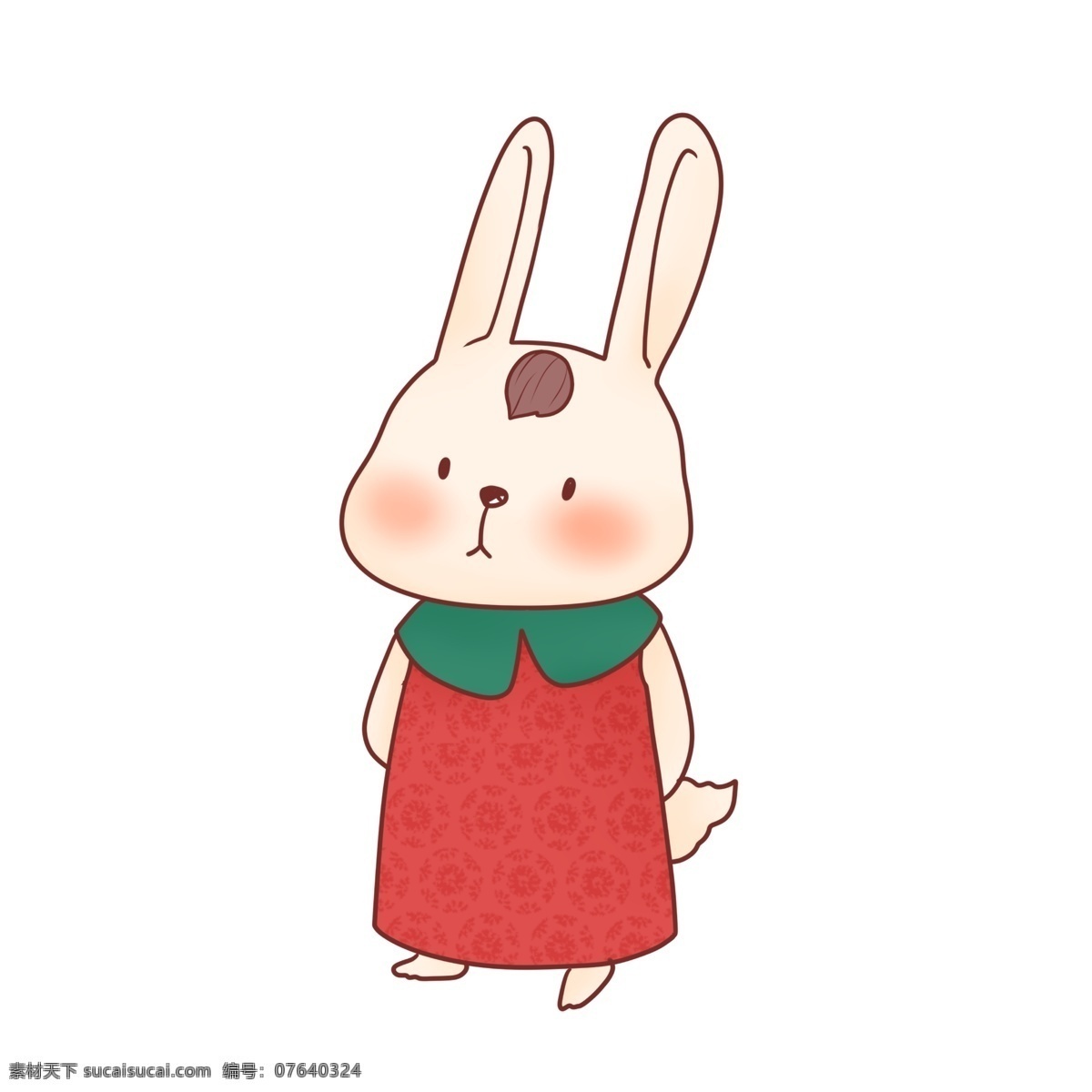甜美 可爱 拟人化 草莓 服装 小 兔子 动物 草莓兔 小兔子 装饰图案 清新 插画风 红色 绿色