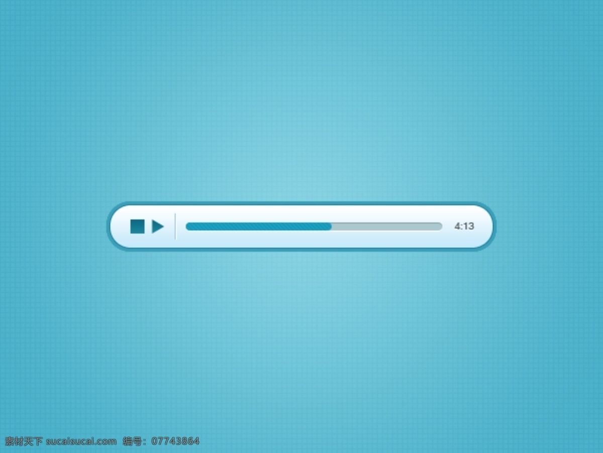 蓝色 清新 播放 条 psd素材 播放条 手机 app app界面