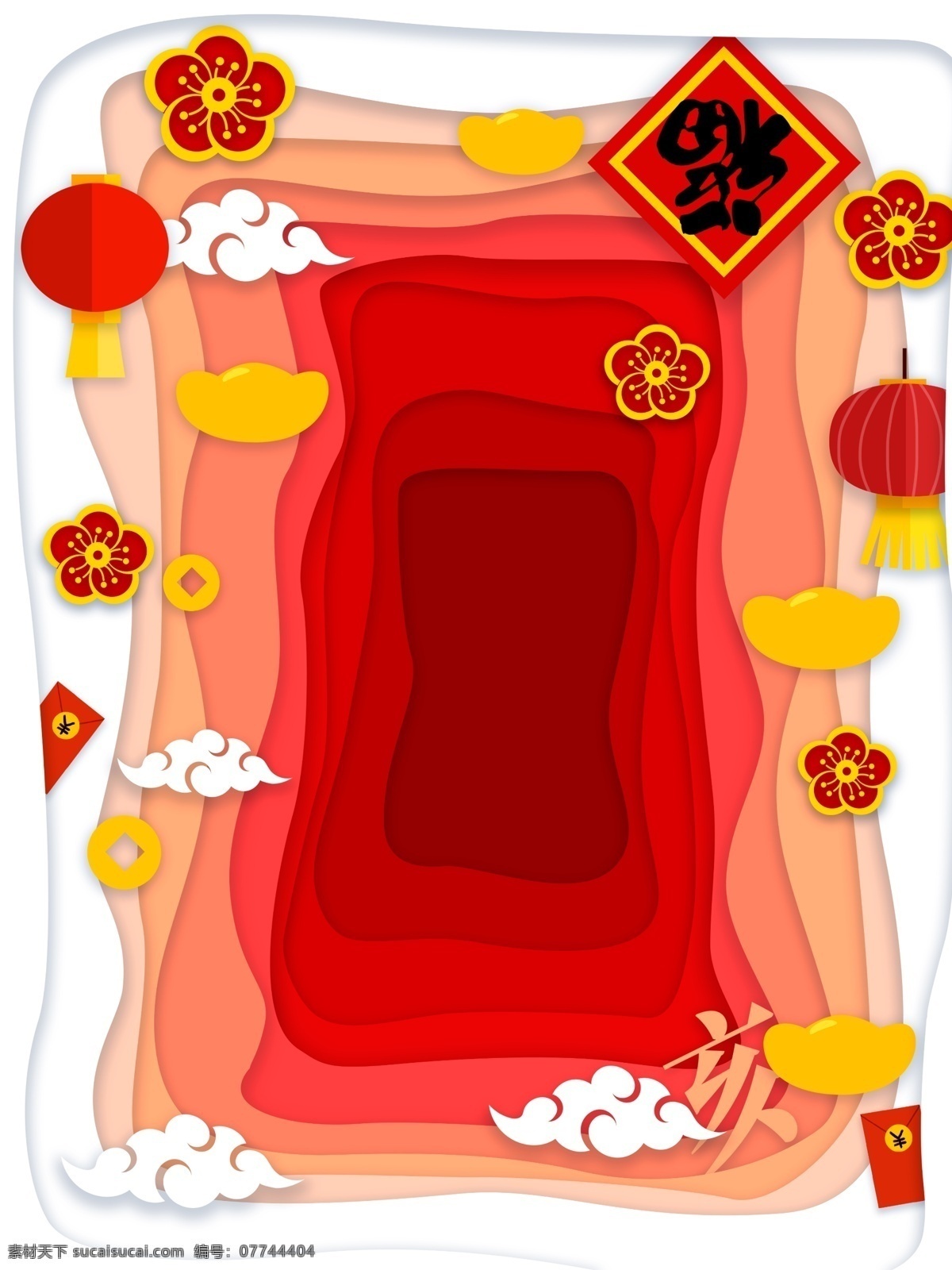 中国 风 剪纸 底纹 新年 背景 红色 艺术背景 2019猪年 福字 喜迎猪年 猪年背景 猪年展板