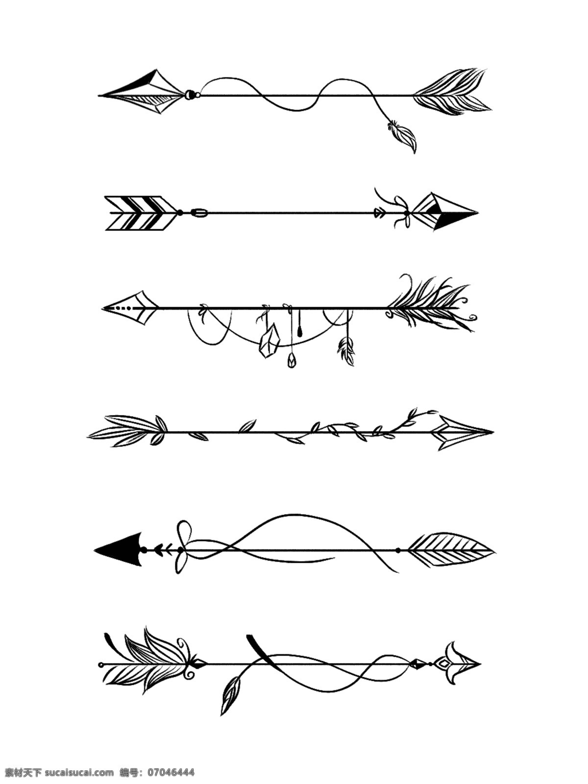 手绘 箭头 套 图 元素 商用 简约 线条