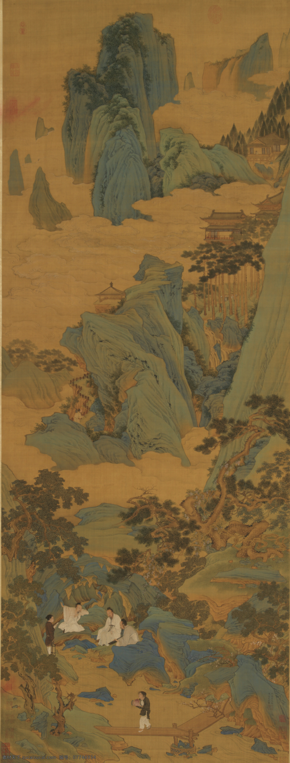 桃源仙境图 明代 仇英 青绿山水 国画 古画 古玩 丹青 绘画书法 文化艺术