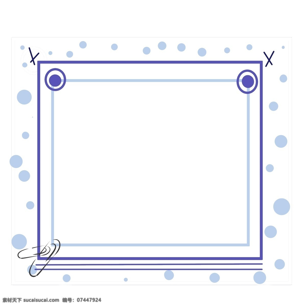 蓝色 点点 报 边框 插画 漂亮 手绘 卡通 装饰