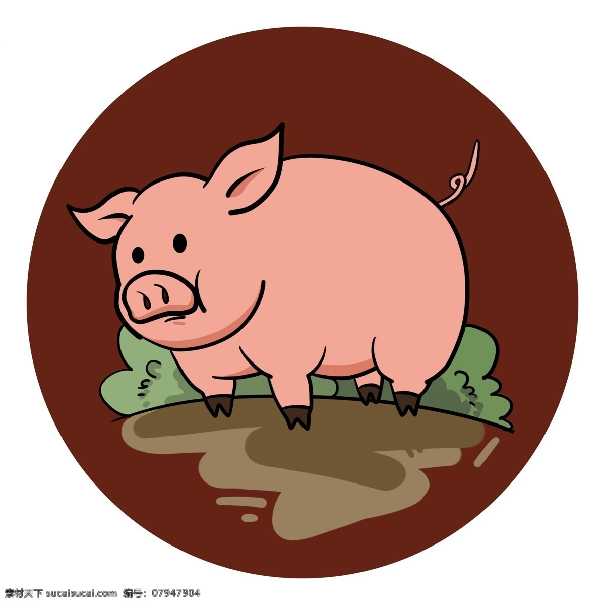 2019 猪年 猪 卡通 可爱 动物 形象 插画 装饰