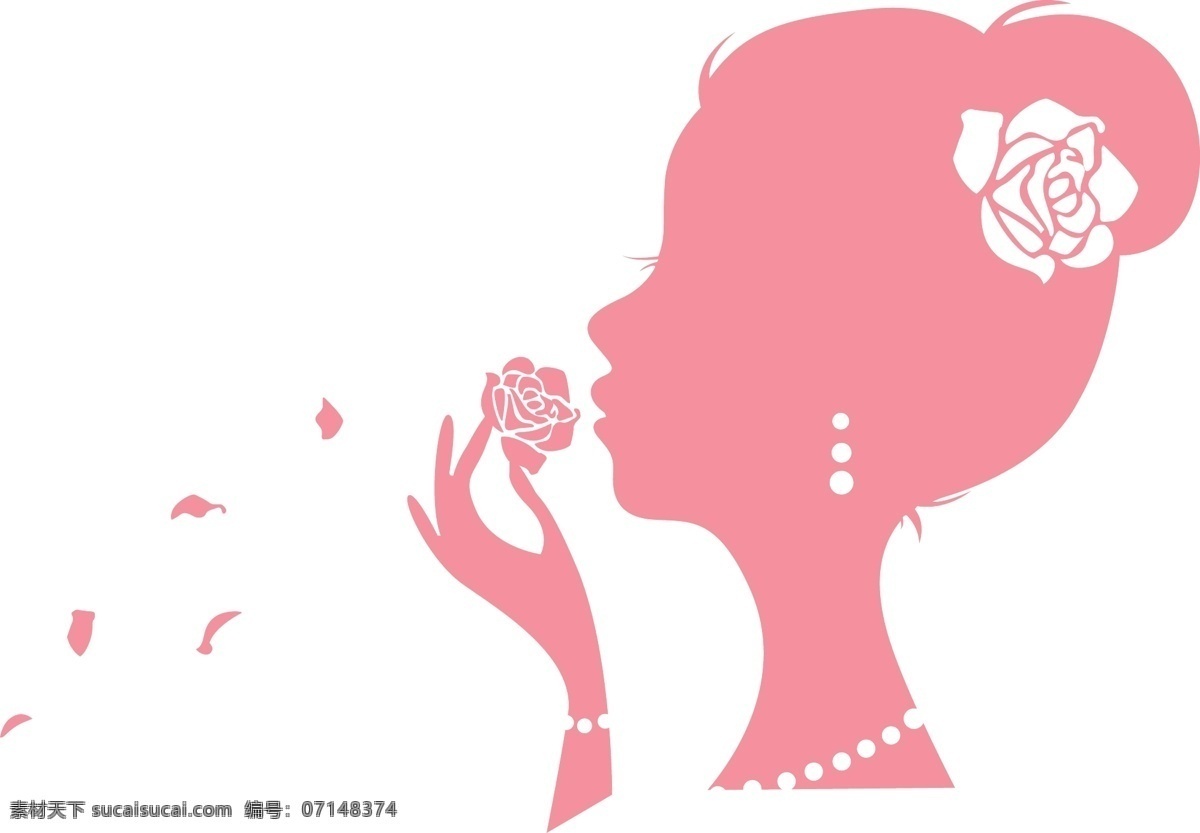 玫瑰美人 亲吻花瓣 玫瑰 美人 美女 花瓣 高贵 典雅 烂漫 精致 粉色 珍珠 贵妇人 妇女女性 矢量人物 矢量