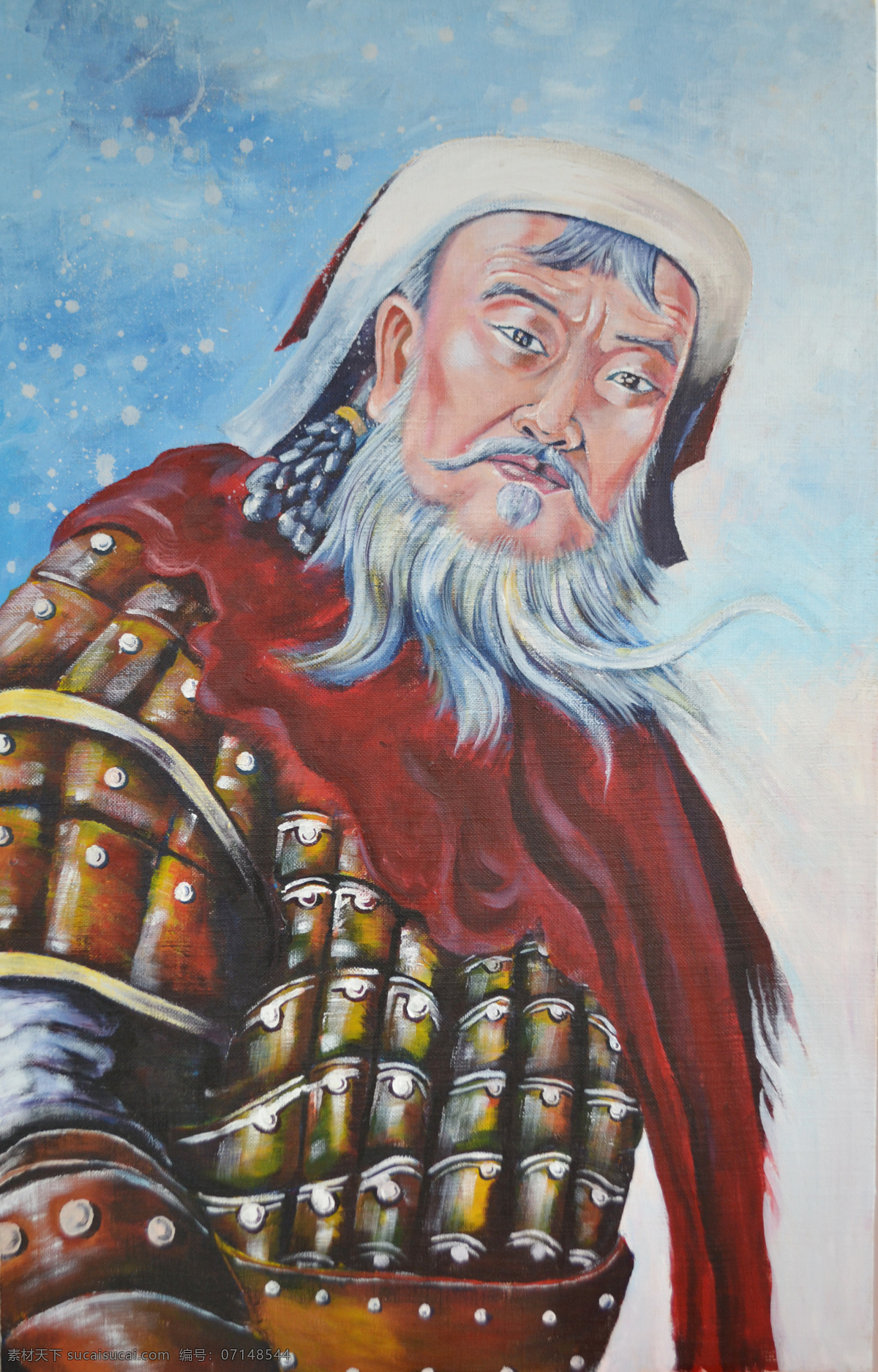 成吉思汗 水彩 绘画 人物 古人 绘画书法 文化艺术