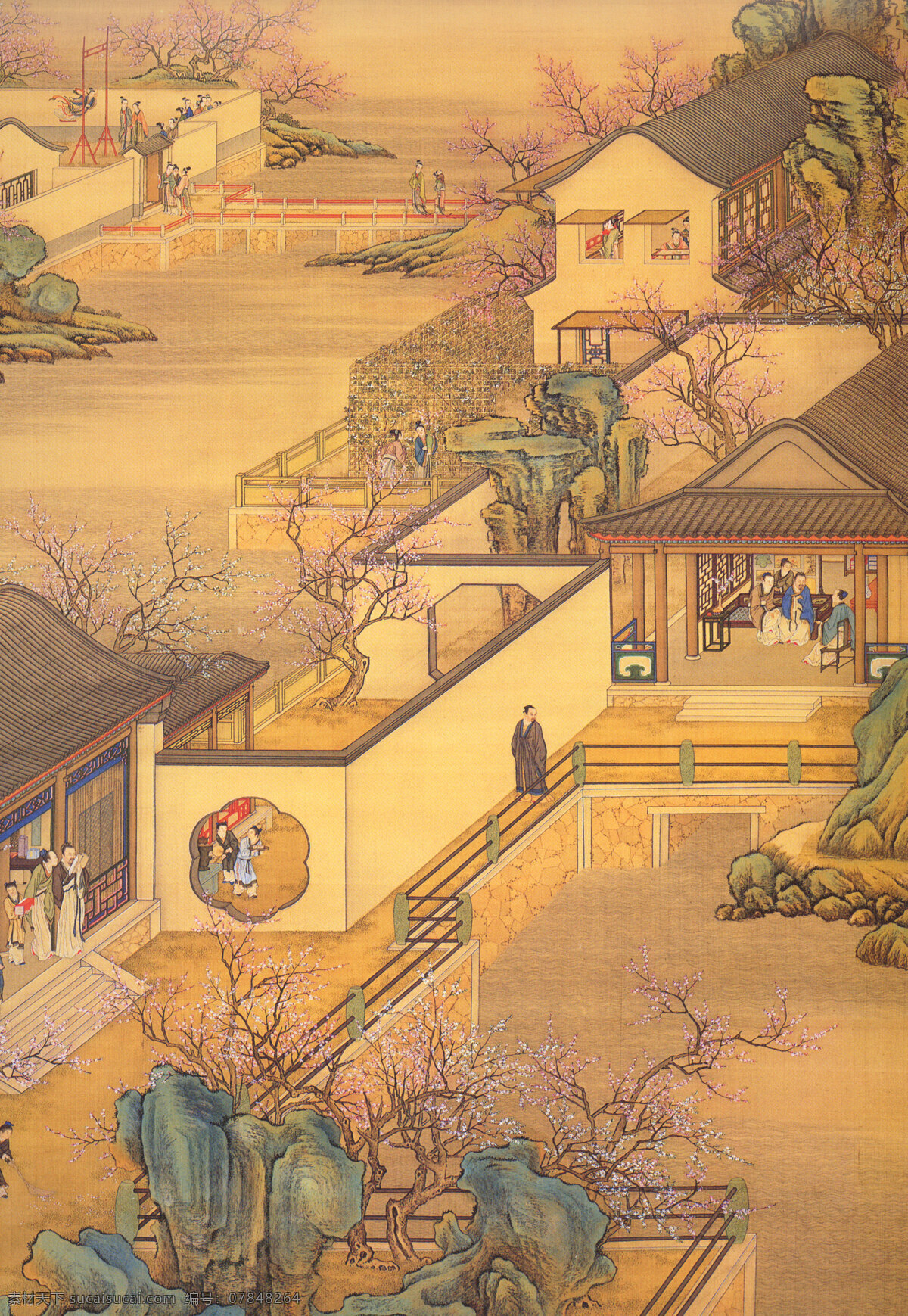 北京大观园 中国画07 设计素材 其他国画 中国画篇 书画美术 黄色