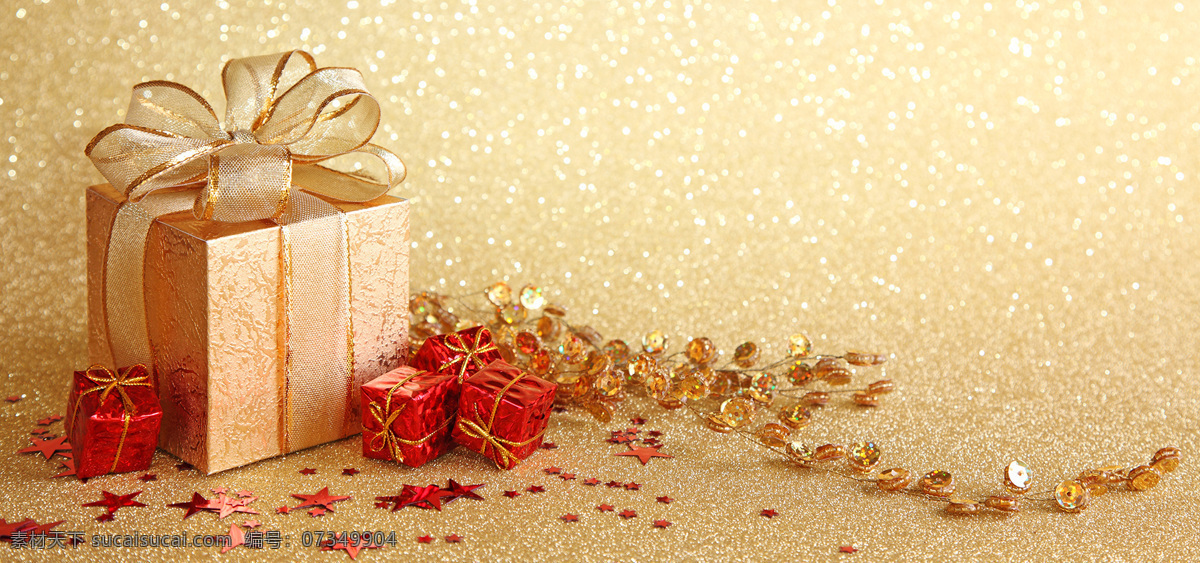 金色 礼盒 节日 背景 banner 红色花瓣
