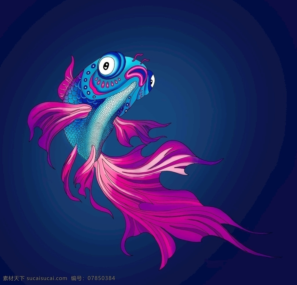 线条 彩色 手绘 手绘金鱼 插画 卡通海洋生活 漫画 鱼类 卡通 卡通设计