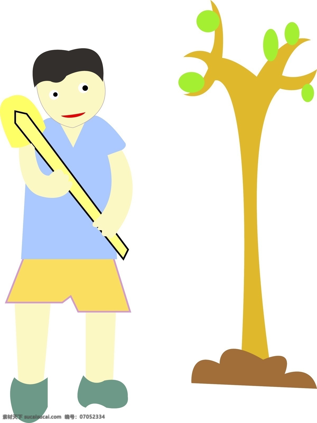 植树 种树 卡通 人物 形象 植树节人物 人物形象 小朋友 扁平化 植树节 男孩子 学生 树木 活动