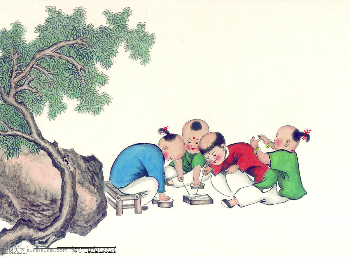 古代童玩 古代 顽童 幼儿 国画 人物图库 儿童幼儿