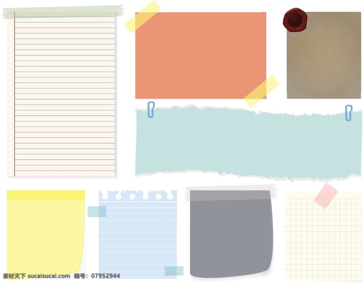便签 标签 办公用品 note 笔记本 日记本 生活百科 书签 文化用品 纸条 学习用品 矢量 psd源文件
