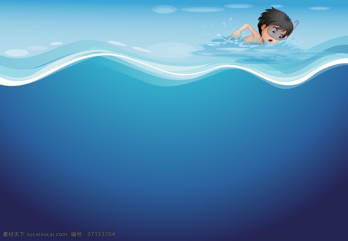矢量 卡通 儿童画 游泳 背景 蓝色 手绘 童趣 小男孩 校园 游泳比赛 幼儿园 运动 展板