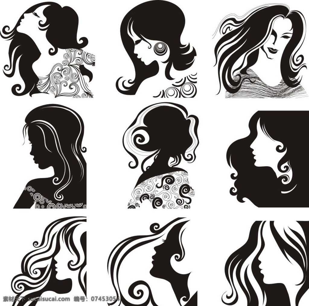 优美人生 插图 美女 头发 广告素材 优雅女子 头像 矢量图库 小图标 标识标志图标 矢量