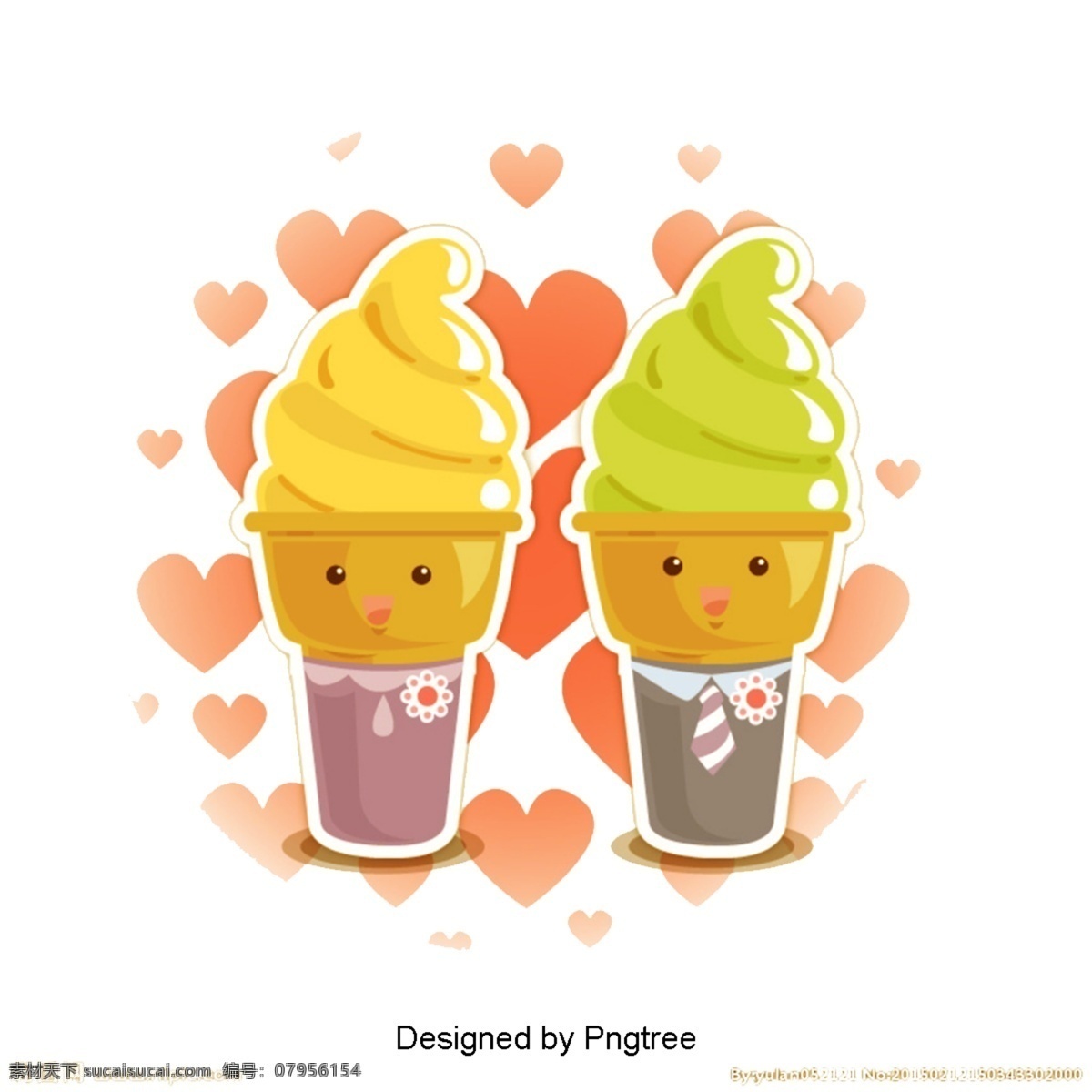 卡通 冰淇淋 甜点 奶油 蛋卷 可爱 美味 冷饮 夏日 爱情