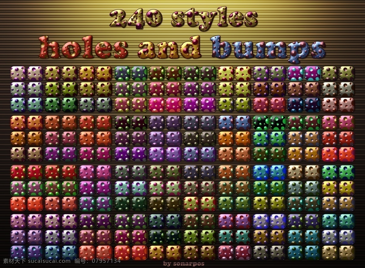 240 款 糖果 巧克力 立体 字 字体 样式 styles holes and bumps 立体感 立体字 糖果字 窟窿效果 金属质感 彩色 炫彩 字体样式 ps样式 ps素材
