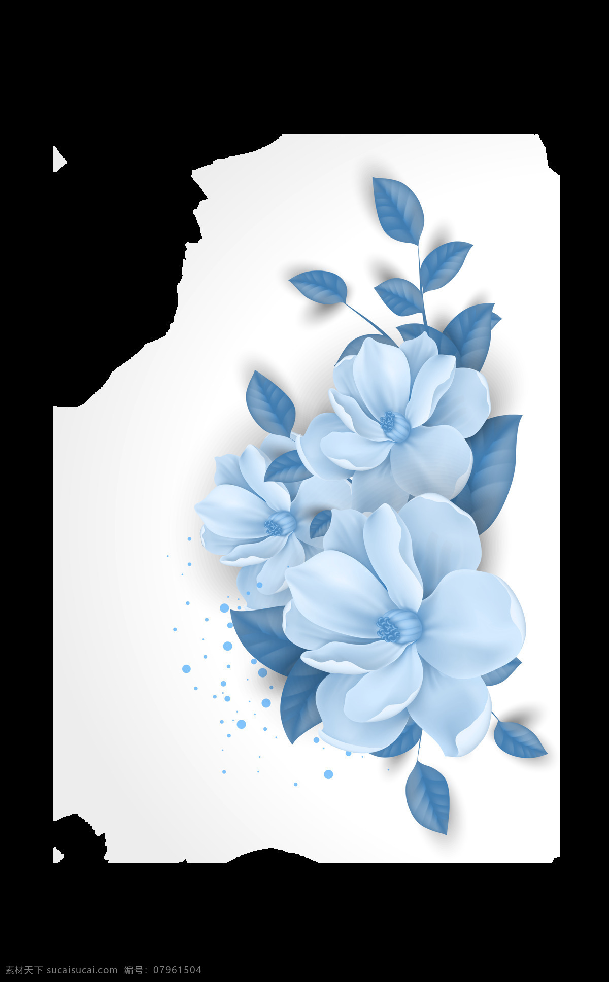 清新 蓝色 单色 花朵 花卉 海报字体素材