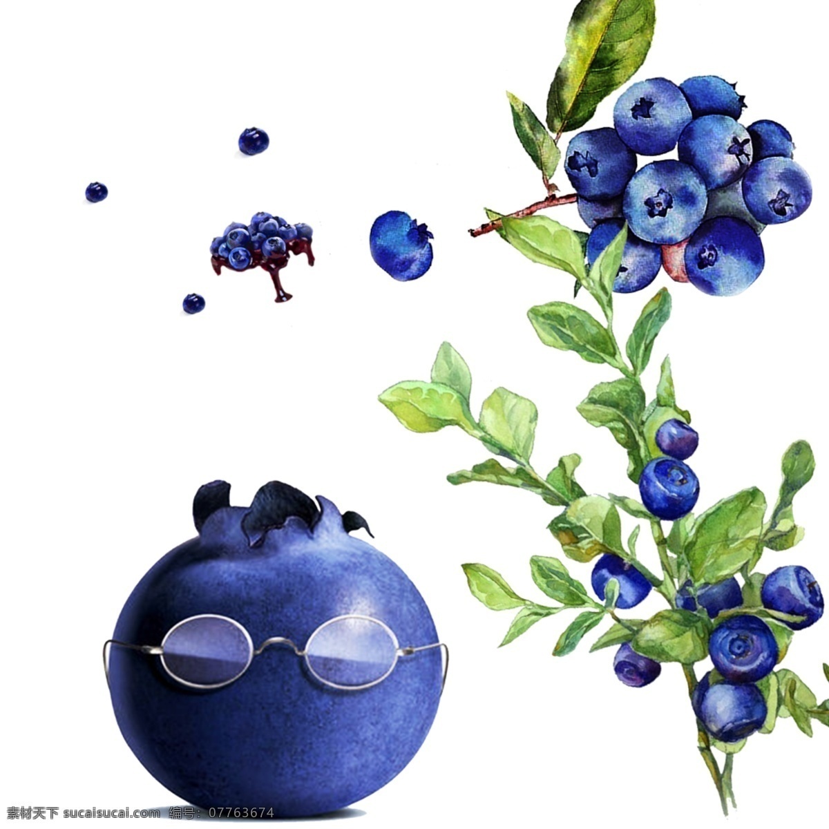 卡通 手绘 蓝莓 蓝莓人 蓝莓素材