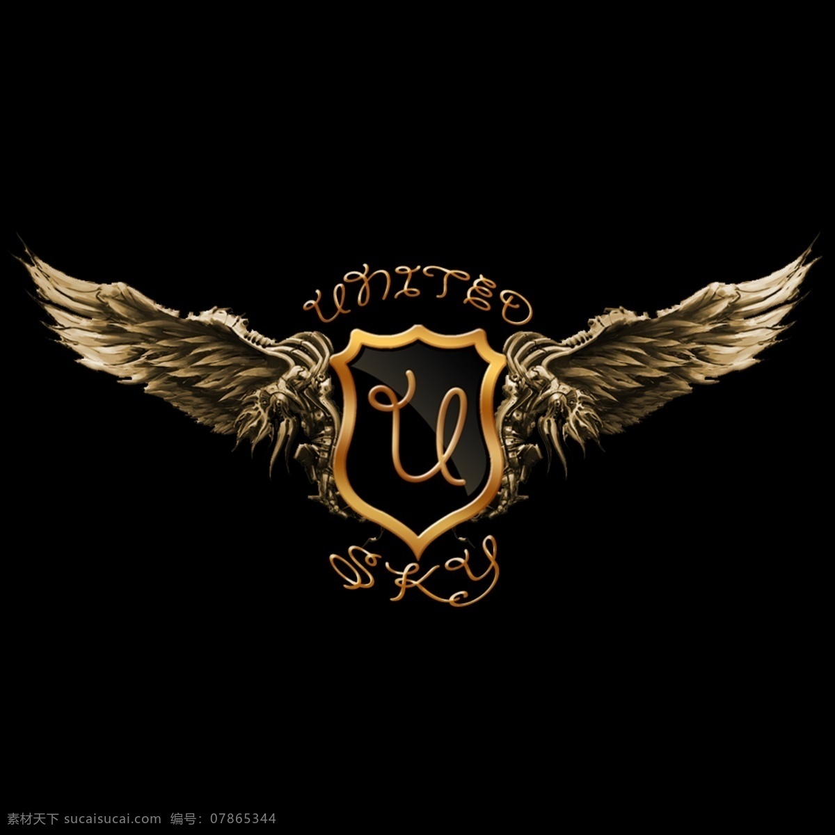 徽章羽翼标志 徽章 翅膀 羽毛 羽翼 标志 logo 标志设计 广告设计模板 源文件 logo设计