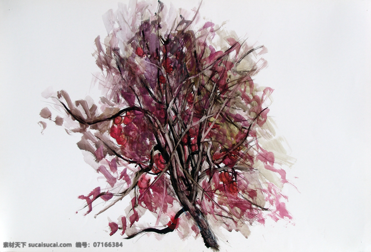 秋天 柿子 树 铜版纸 水彩 绘画书法 美术作品 文化艺术 油画 画作 大师作品 油画绘画 家居装饰素材
